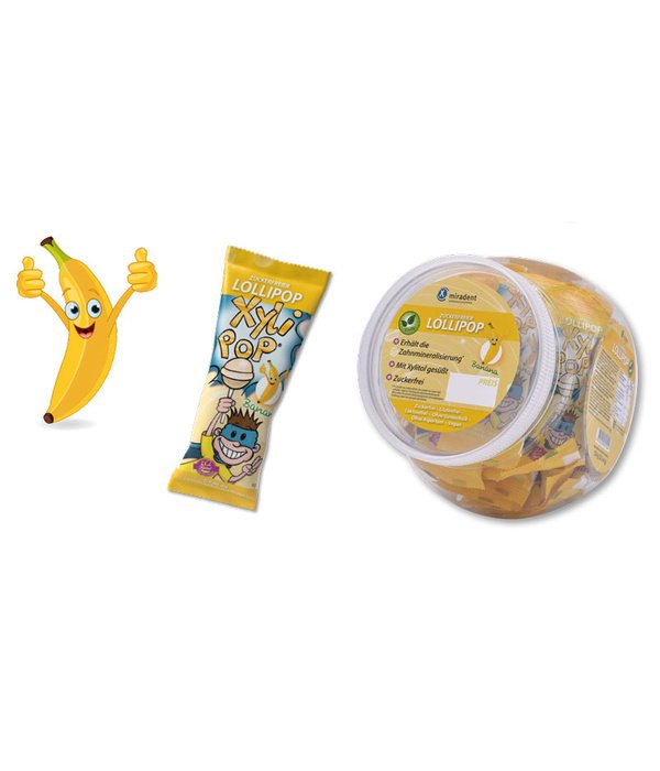 XyliPOP ledinukų su ksilitoliu rinkinys bananų skonio 25 vnt.
