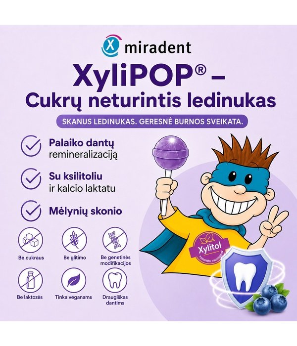 XyliPOP ledinukas su ksilitoliu, mėlynių skonio 1 vnt.