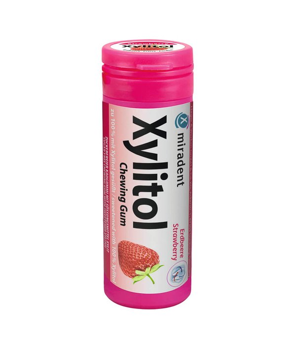 Xylitol Kids becukrė kramtomoji guma braškių skonio vaikams, 30 g.