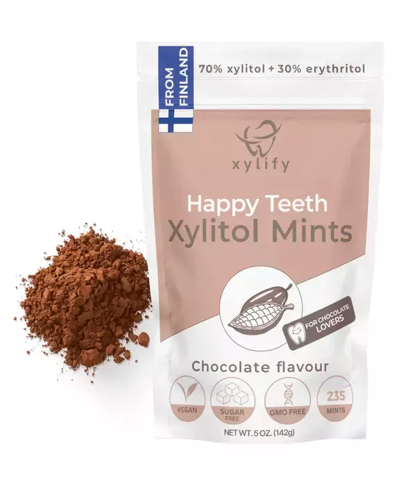 „Happy Teeth“ xylify burnos priežiūros ksilitolio pastilės 2