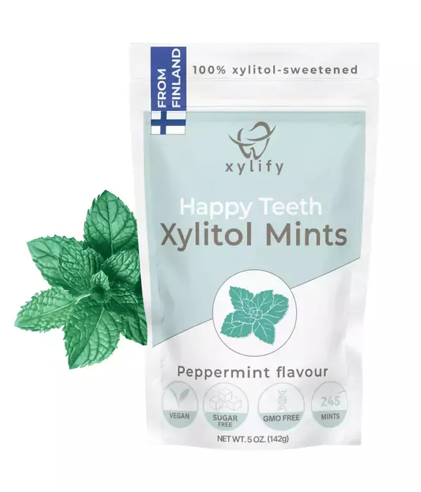 „Happy Teeth“ xylify burnos priežiūros ksilitolio pastilės 8