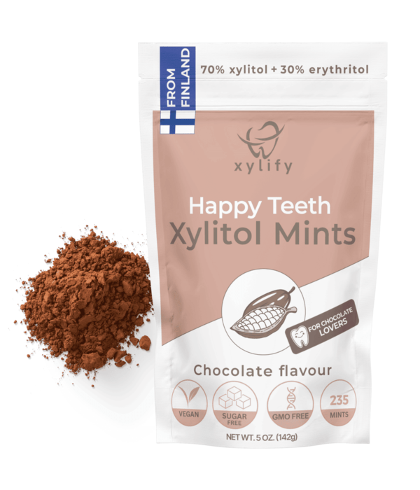 „Happy Teeth“ xylify burnos priežiūros ksilitolio pastilės 4