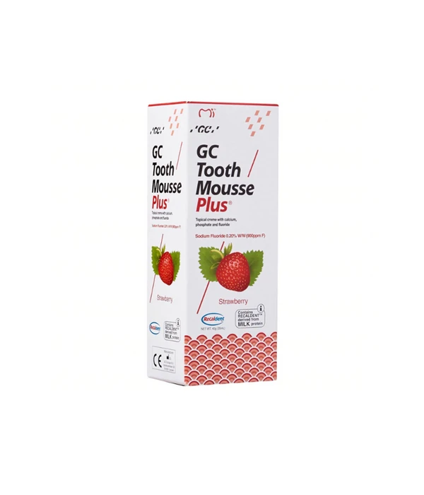 GC Tooth Mousse PLUS remineralizuojantis dantų kremas su fluoru, 40 g (įvairių skonių)