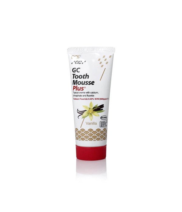 GC Tooth Mousse PLUS remineralizuojantis dantų kremas su fluoru, 40 g (įvairių skonių)