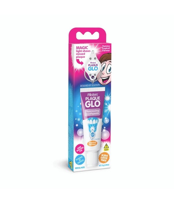 Piksters Plaque GLO pasta nudažanti apnašas, su lempute