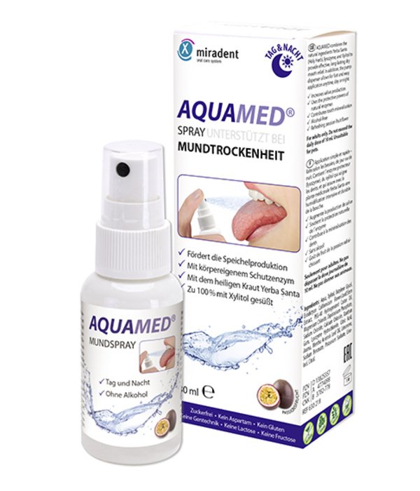 Aquamed purškiklis pasiflorų skonio sausai burnai, 30 ml.