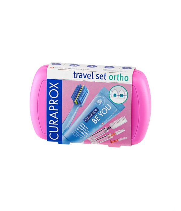Curaprox ORTHO kelioninis rinkinys breketams, rožinis