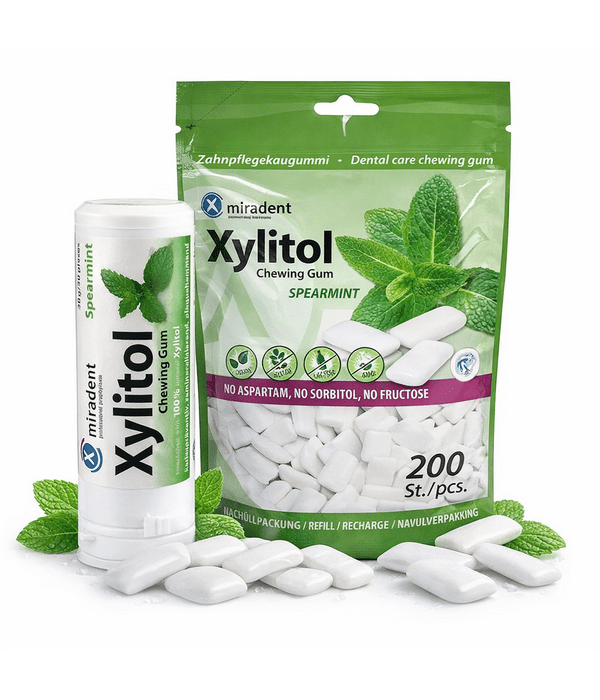 Miradent ksilitolio guma: kasdienė pakuotė + papildymas 3