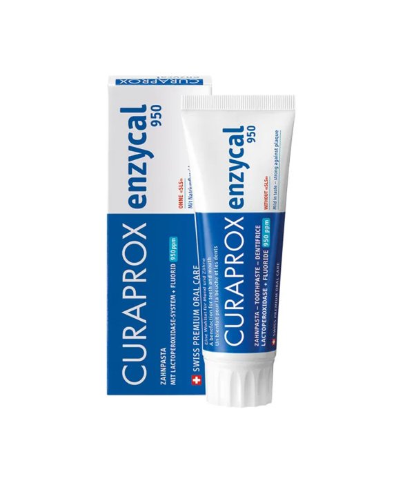 Curaprox Enzycal 950 dantų pasta su fluoru, 75 ml.
