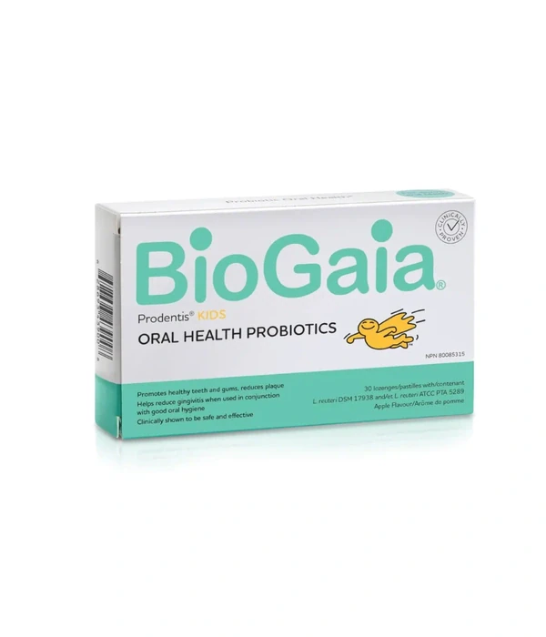 BIOGAIA Prodentis vaikams N30 čiulpiamos probiotinės pastilės burnai, obuolių skonio