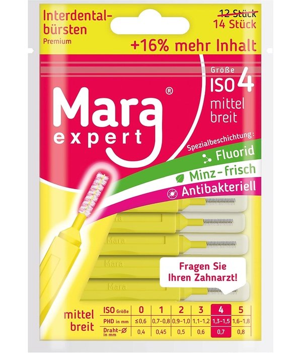 Mara Expert tarpdančių šepetėliai su mėtų skoniu, ISO 0-5
