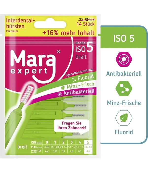 Mara Expert tarpdančių šepetėliai su mėtų skoniu, ISO 0-5