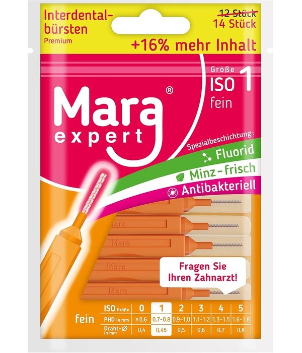 Mara Expert tarpdančių šepetėliai su mėtų skoniu, ISO 0-5
