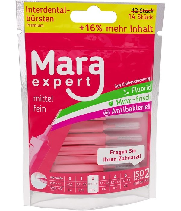 Mara Expert tarpdančių šepetėliai su mėtų skoniu, ISO 0-5
