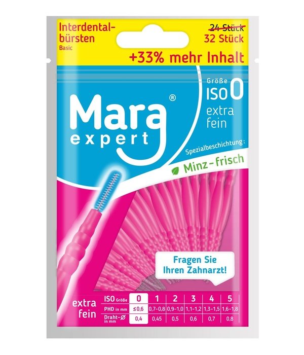 Mara Expert tarpdančių šepetėliai su mėtų skoniu, ISO 0-5