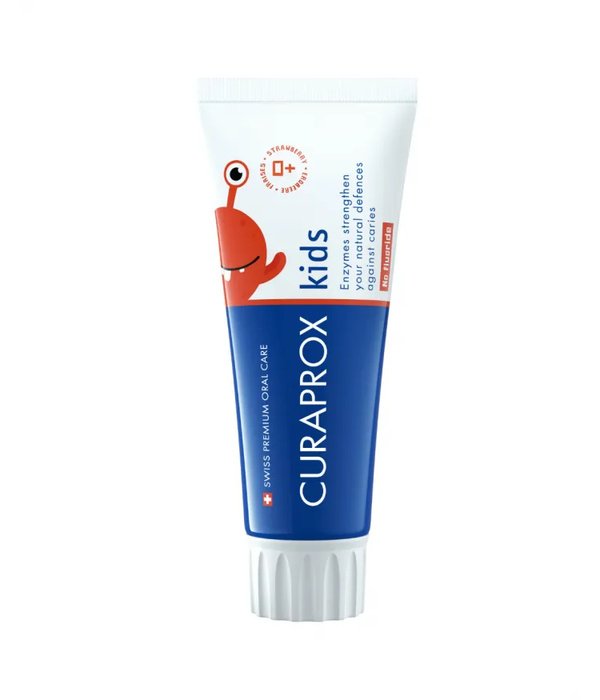 Curaprox KIDS vaikiška dantų pasta be fluoro braškių skonio, 60 ml.