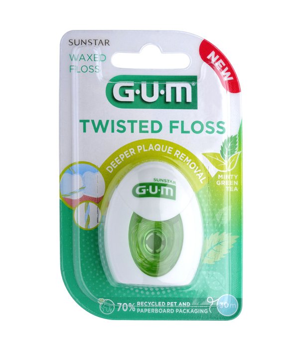 Tarpdančių siūlas GUM® TWISTED 30m. pintas, vaškuotas