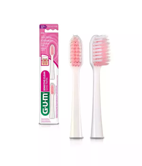 Elektrinio dantų šepetėlio keičiamos galvutės (baltos) GUM® SONIC SENSITIVE , 2 vnt.