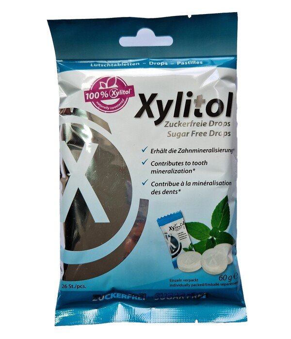 XYLITOL ksilitolio pastilės, eukaliptų skonio